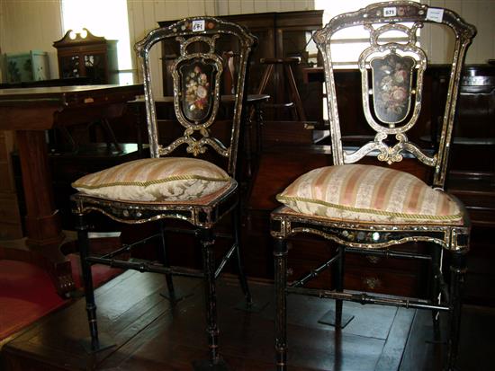 Pair of early Victorian papier mache salon chairs